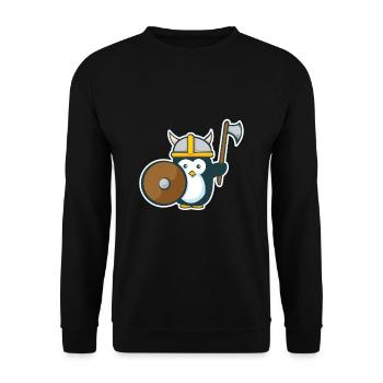 Wikinger Geschenk Wikinger Kawaii Wikinger Helm - Unisex Pullover - Schwarz - Vorne - Alina (178cm) & Michal (187cm)