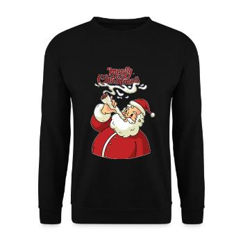Merry Christmas, Funny Shirt, Smoking Santa, Weed - Unisex Sweatshirt - black - Front - Alina (178cm) & Michal (187cm)