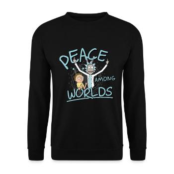 Rick & Morty Peace Among Worlds - Unisex Sweatshirt - black - Front - Alina (178cm) & Michal (187cm)