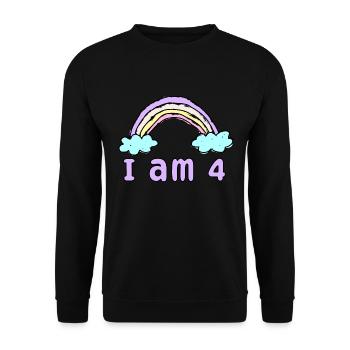 Geschenk 4 Jahre Geburtstag Ich bin 4 Jahre alt - Unisex Pullover - Schwarz - Vorne - Alina (178cm) & Michal (187cm)