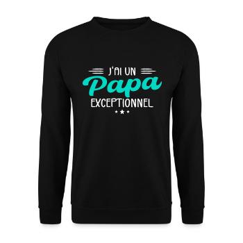 Papa | Fête des Pères | J'ai Un Papa Exceptionnel - Sweat-shirt Unisexe - noir - Devant - Alina (178cm) & Michal (187cm)