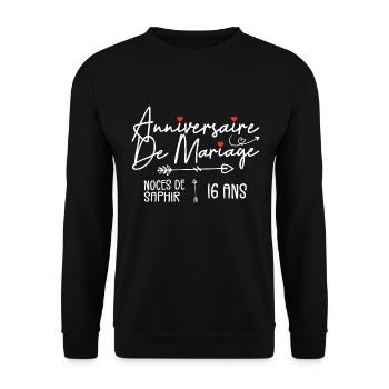 Anniversaire de mariage 16 ans - Noces de Saphir - Sweat-shirt Unisexe - noir - Devant - Alina (178cm) & Michal (187cm)