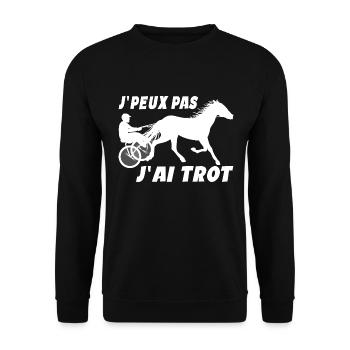 J'peux Pas J'ai Trot Humour Cheval équitation - Sweat-shirt Unisexe - noir - Devant - Alina (178cm) & Michal (187cm)