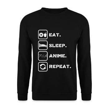 Anime Eat Sleep Repeat - Unisex Sweatshirt - black - Front - Alina (178cm) & Michal (187cm)