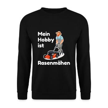 Mein Hobby Rasenmähen - Unisex Pullover - Schwarz - Vorne - Alina (178cm) & Michal (187cm)