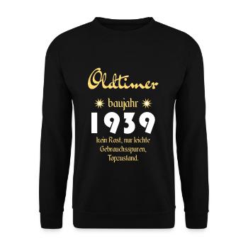 Oldtimer built in 1939 - Unisex Sweatshirt - black - Front - Alina (178cm) & Michal (187cm)