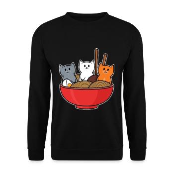 Ramen Cats Japan - Unisex Sweatshirt - black - Front - Alina (178cm) & Michal (187cm)