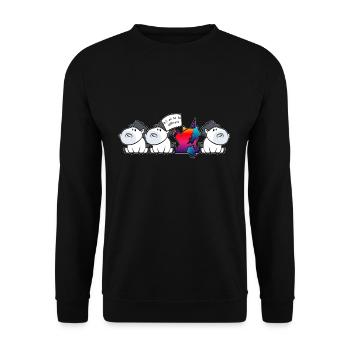 Besonders Anders Einhörner Farbenfroh - Unisex Pullover - Schwarz - Vorne - Alina (178cm) & Michal (187cm)