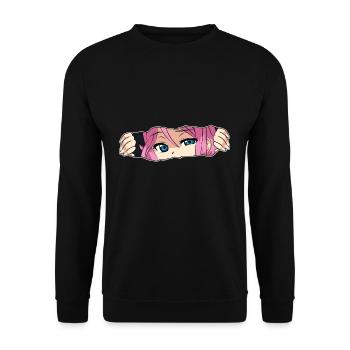 Anime Mädchen - Unisex Pullover - Schwarz - Vorne - Alina (178cm) & Michal (187cm)