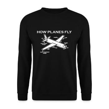 Wie Flugzeuge fliegen - Unisex Pullover - Schwarz - Vorne - Alina (178cm) & Michal (187cm)
