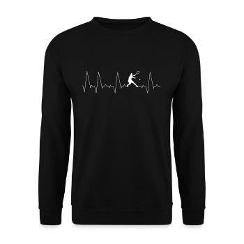 Tennisspieler Herzschlag - Unisex Pullover - Schwarz - Vorne - Alina (178cm) & Michal (187cm)