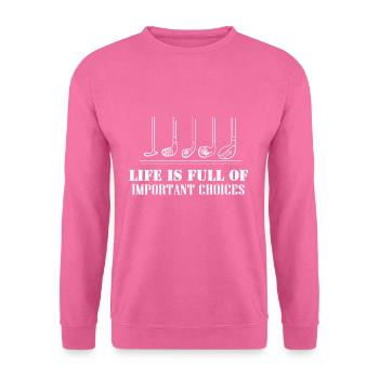Clubs de golf Décision importante - Sweat-shirt Unisexe - rose - Devant
