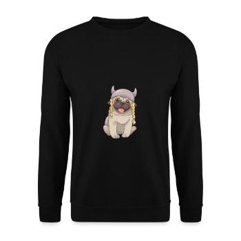 Schweden Mops Schwedisch Viking Wikinger Geschenk - Unisex Pullover - Schwarz - Vorne - Alina (178cm) & Michal (187cm)