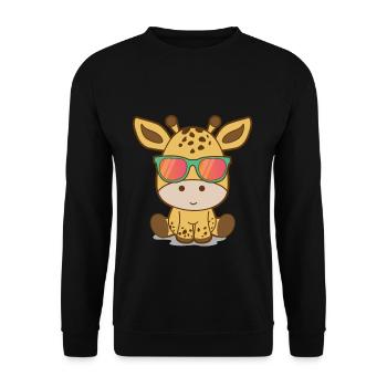 Jolie girafe - Sweat-shirt Unisexe - noir - Devant - Alina (178cm) & Michal (187cm)