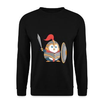 Pinguin Ritter - Unisex Pullover - Schwarz - Vorne - Alina (178cm) & Michal (187cm)