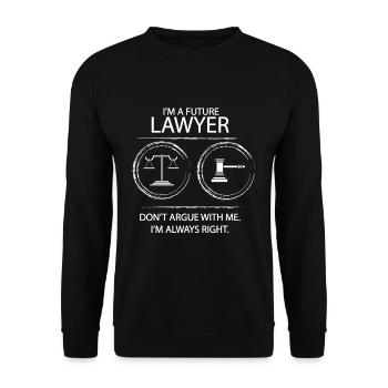 Zukünftiger Richter - Unisex Pullover - Schwarz - Vorne - Alina (178cm) & Michal (187cm)