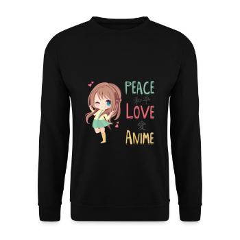 Anime - Unisex Pullover - Schwarz - Vorne - Alina (178cm) & Michal (187cm)