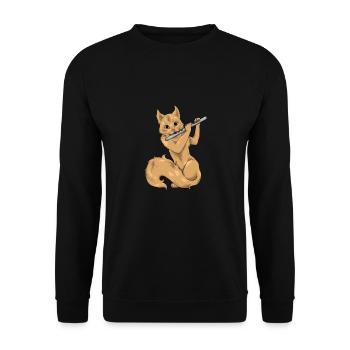 Flûte Flûte Cat Flûte Joueur Flûte Alto - Sweat-shirt Unisexe - noir - Devant - Alina (178cm) & Michal (187cm)