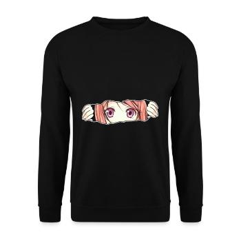 Anime Girl Grands yeux - Sweat-shirt Unisexe - noir - Devant - Alina (178cm) & Michal (187cm)