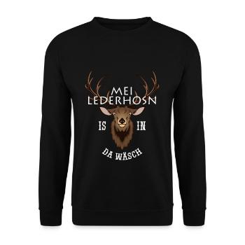 Mei Lederhosn Lederhosen Bavaria - Unisex Sweatshirt - black - Front - Alina (178cm) & Michal (187cm)