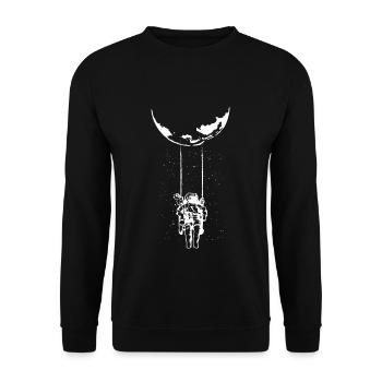 Astronaut Moon Swing - Unisex Sweatshirt - black - Front - Alina (178cm) & Michal (187cm)