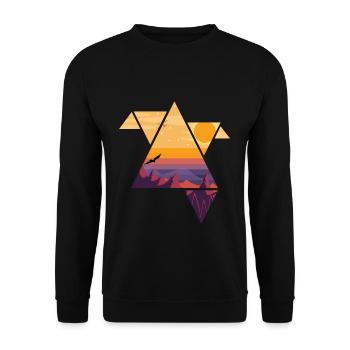 Origami Paysage montagneux abstrait - Sweat-shirt Unisexe - noir - Devant - Alina (178cm) & Michal (187cm)