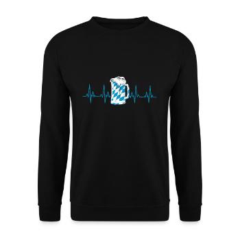 Bayern Bier Herzschlag - Unisex Pullover - Schwarz - Vorne - Alina (178cm) & Michal (187cm)