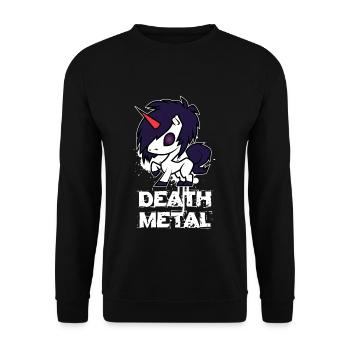 Death Metal Einhorn - Unisex Pullover - Schwarz - Vorne - Alina (178cm) & Michal (187cm)