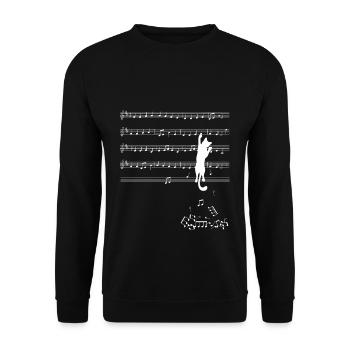 Katze Musik - Unisex Pullover - Schwarz - Vorne - Alina (178cm) & Michal (187cm)
