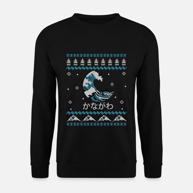 Welle Vor Kanagawa Ugly Christmas - Unisex Pullover - Schwarz