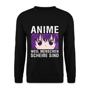 Anime Weil Menschen Scheiße Sind - Unisex Pullover - Schwarz - Vorne - Alina (178cm) & Michal (187cm)