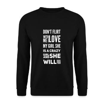 Meine Freundin Ist Verrückt - Unisex Pullover - Schwarz - Vorne - Alina (178cm) & Michal (187cm)