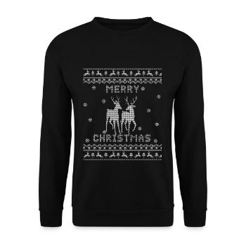 Renne joyeux noël renne - Sweat-shirt Unisexe - noir - Devant - Alina (178cm) & Michal (187cm)