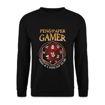 Pen And Paper Gamer - Unisex Sweatshirt - black - Front - Alina (178cm) & Michal (187cm)
