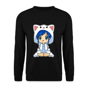 Anime Chibi Girl - Unisex Sweatshirt - black - Front - Alina (178cm) & Michal (187cm)