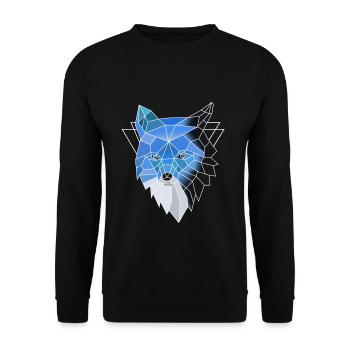Blauer Polygon Wolf - Unisex Pullover - Schwarz - Vorne - Alina (178cm) & Michal (187cm)