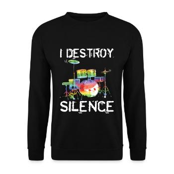 Le batteur détruit le silence - Sweat-shirt Unisexe - noir - Devant - Alina (178cm) & Michal (187cm)