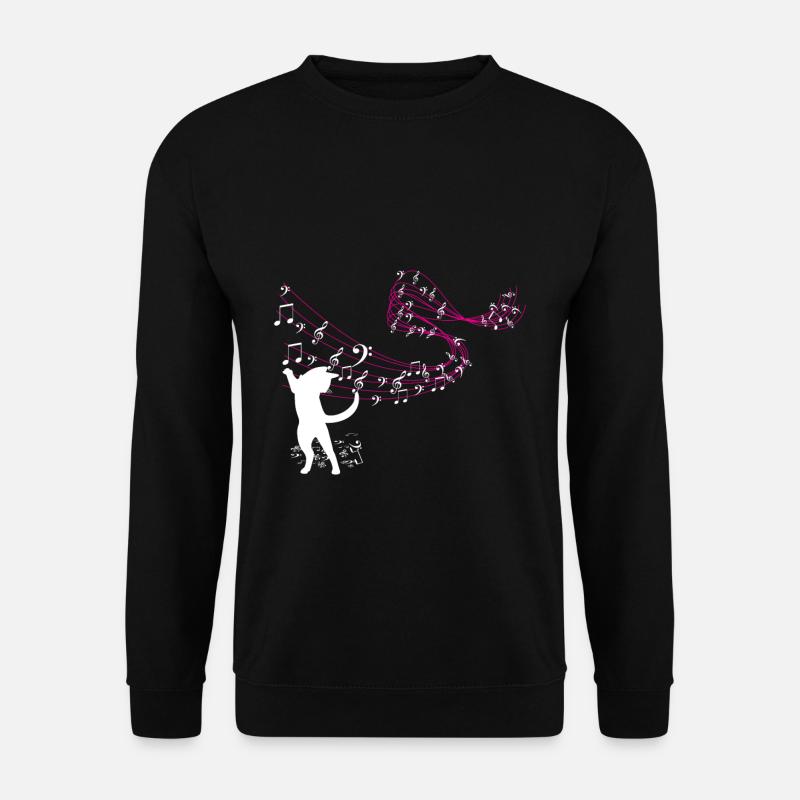 Cat catches music notes - Unisex Sweatshirt - black