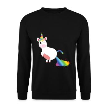 Einhorn Bunter Pups - Unisex Pullover - Schwarz - Vorne - Alina (178cm) & Michal (187cm)