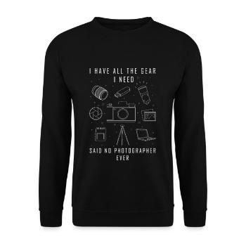 Photographe j'ai tout ce dont j'ai besoin - Sweat-shirt Unisexe - noir - Devant - Alina (178cm) & Michal (187cm)