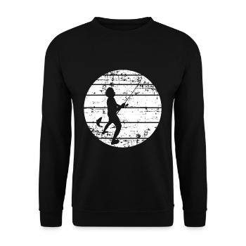 Fischen Fischer - Unisex Pullover - Schwarz - Vorne - Alina (178cm) & Michal (187cm)