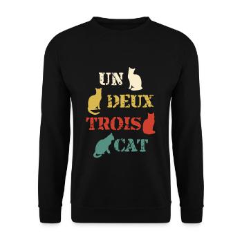 Chats Un Deux Trois Cat - Sweat-shirt Unisexe - noir - Devant - Alina (178cm) & Michal (187cm)