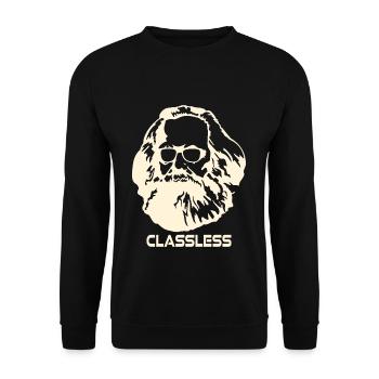 Karl Marx Klassenlose Gesellschaft - Unisex Pullover - Schwarz - Vorne - Alina (178cm) & Michal (187cm)