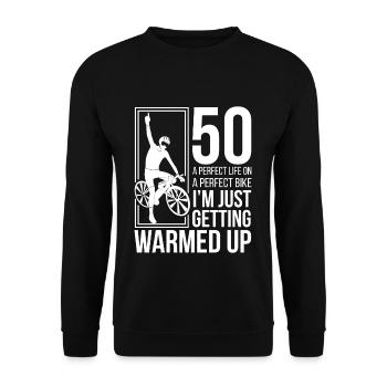 Radfahrer 50er - Unisex Pullover - Schwarz - Vorne - Alina (178cm) & Michal (187cm)