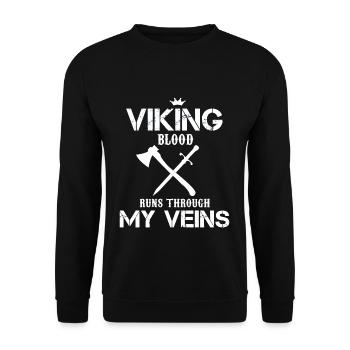 Wikingerblut fließt durch meine Adern - Unisex Pullover - Schwarz - Vorne - Alina (178cm) & Michal (187cm)