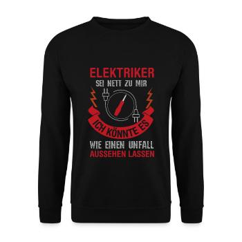 Elektriker - Unisex Pullover - Schwarz - Vorne - Alina (178cm) & Michal (187cm)