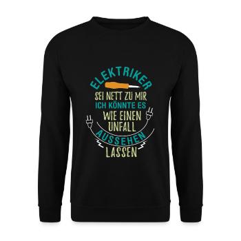 Elektriker Beruf Lustig - Unisex Pullover - Schwarz - Vorne - Alina (178cm) & Michal (187cm)