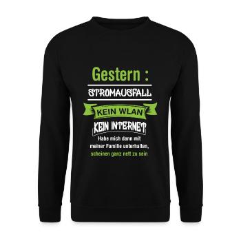 Computerfreak mit Stromausfall - Unisex Pullover - Schwarz - Vorne - Alina (178cm) & Michal (187cm)