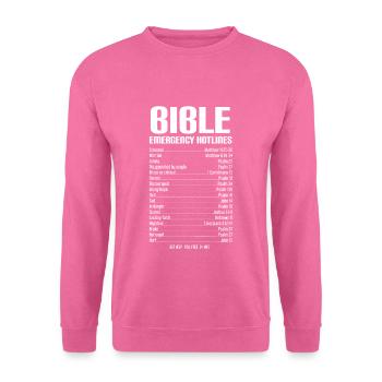 Bibel Notfall Hotline - Unisex Pullover - Pink - Vorne