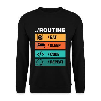 Eat Sleep Code Repeat Programmierer - Unisex Pullover - Schwarz - Vorne - Alina (178cm) & Michal (187cm)